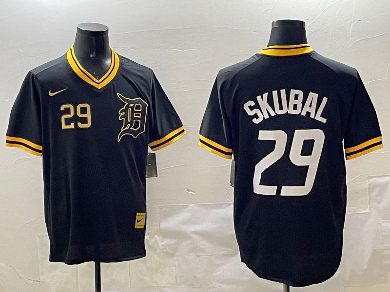 Men Detroit Tigers #29 Skubal Black Gold Game 2025 Nike MLB Jersey style 3->detroit tigers->MLB Jersey